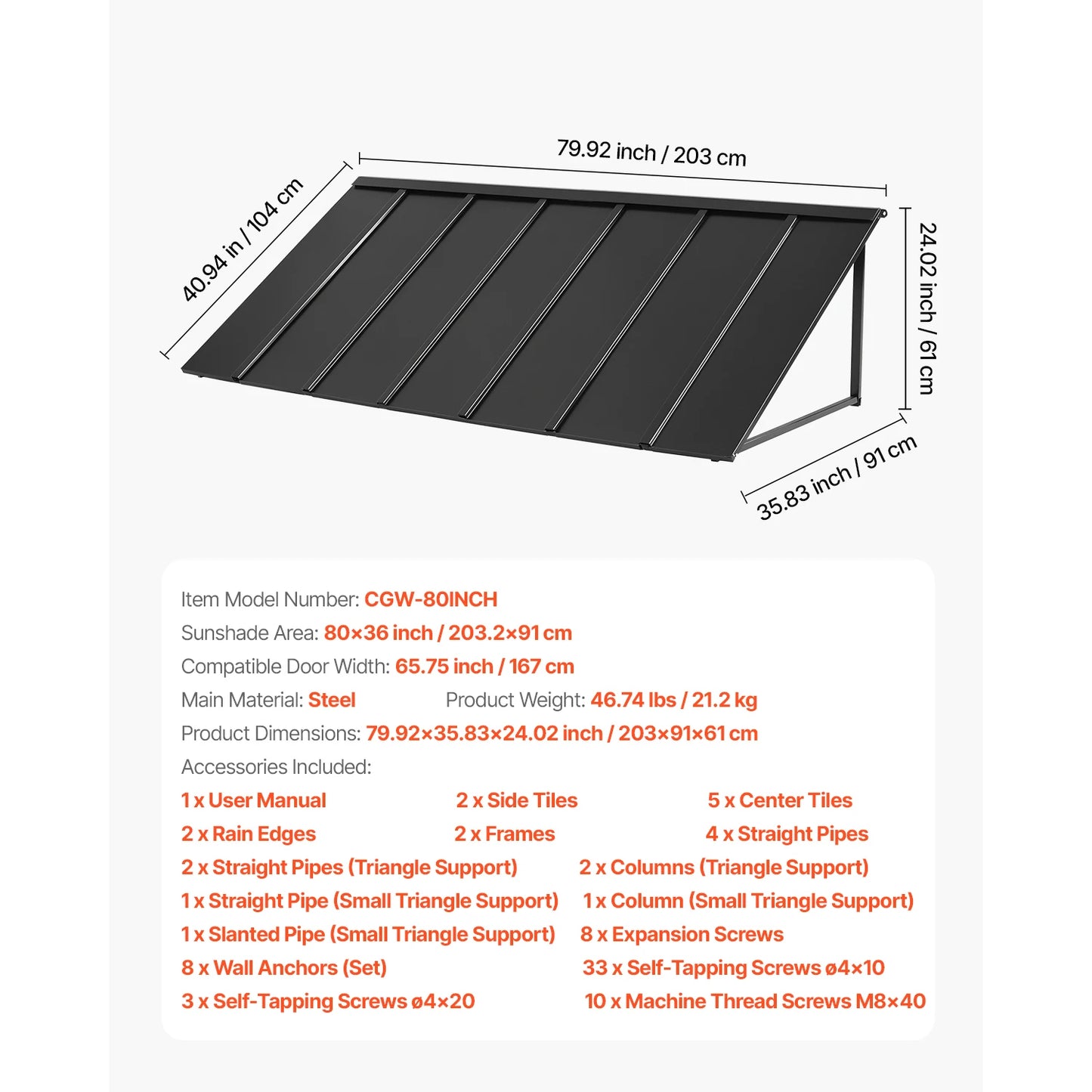 Fixed Metal Awning Triangle Canopy for Doors Windows Balcony