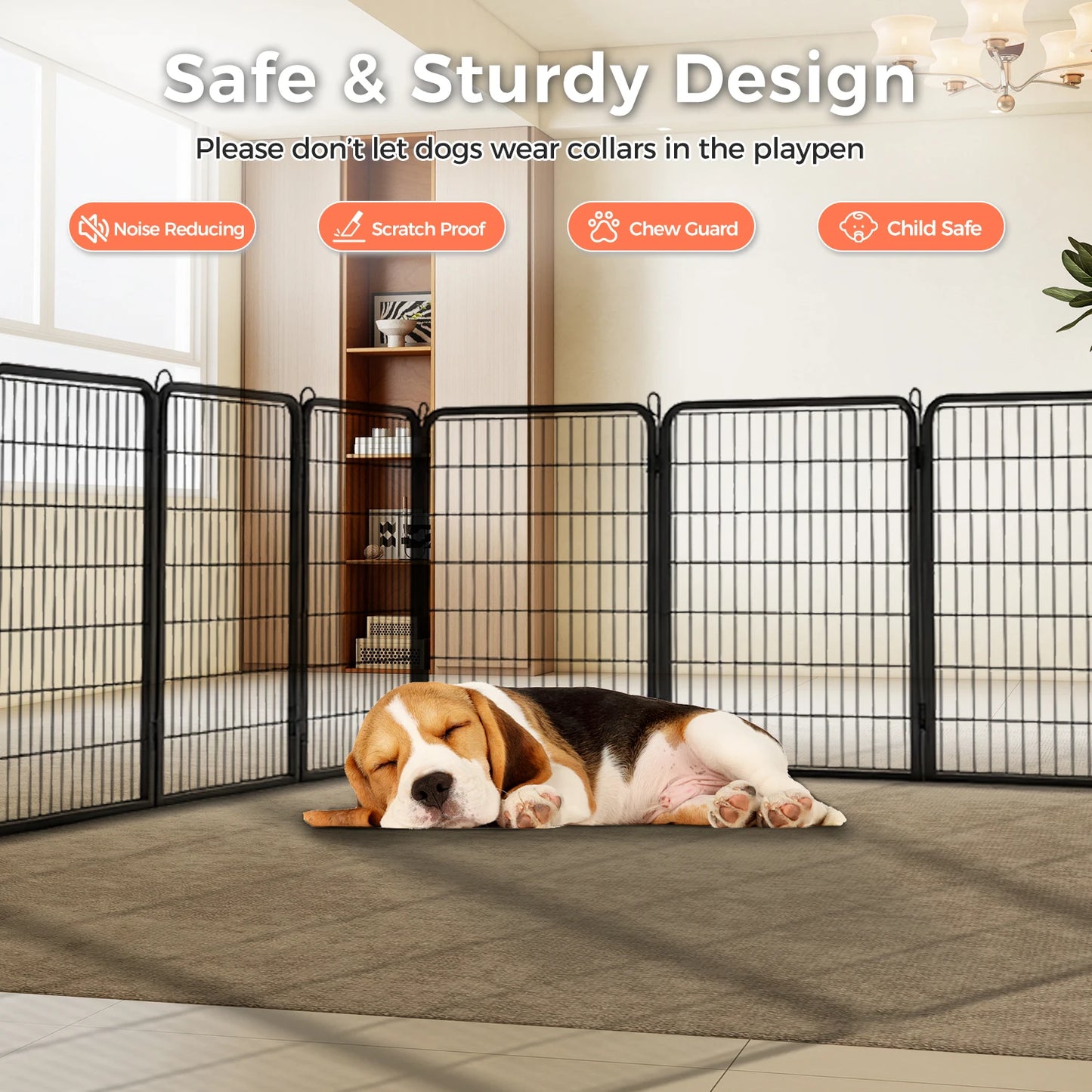 PEQULTI Heavy-Duty Metal Puppy Playpen For Indoor Outdoor Use
