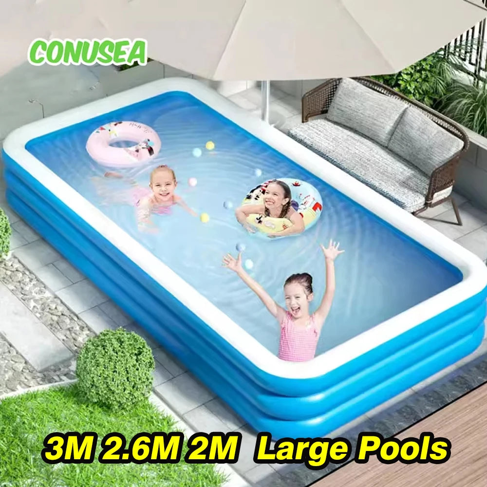 Inflatable Family Pool For Backyard And Outdoor Fun