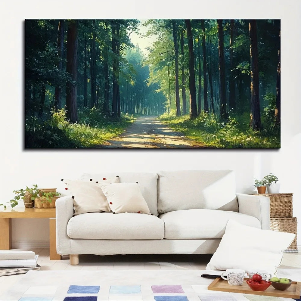 Forest Oil Painting On Pine Frame For Home Decoration