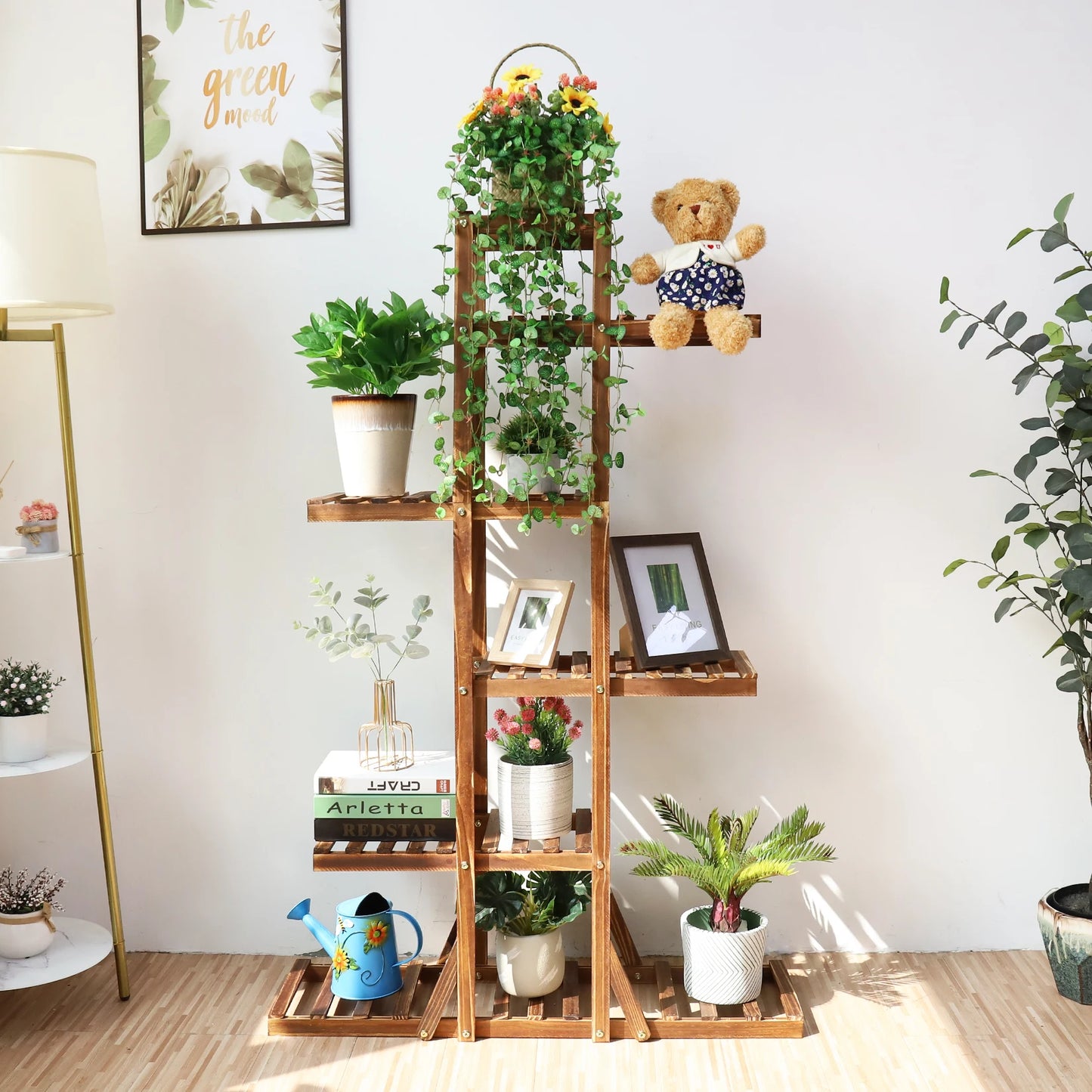 BINGOPAW Six Tier Wooden Plant Stand For Elegant Flower Display
