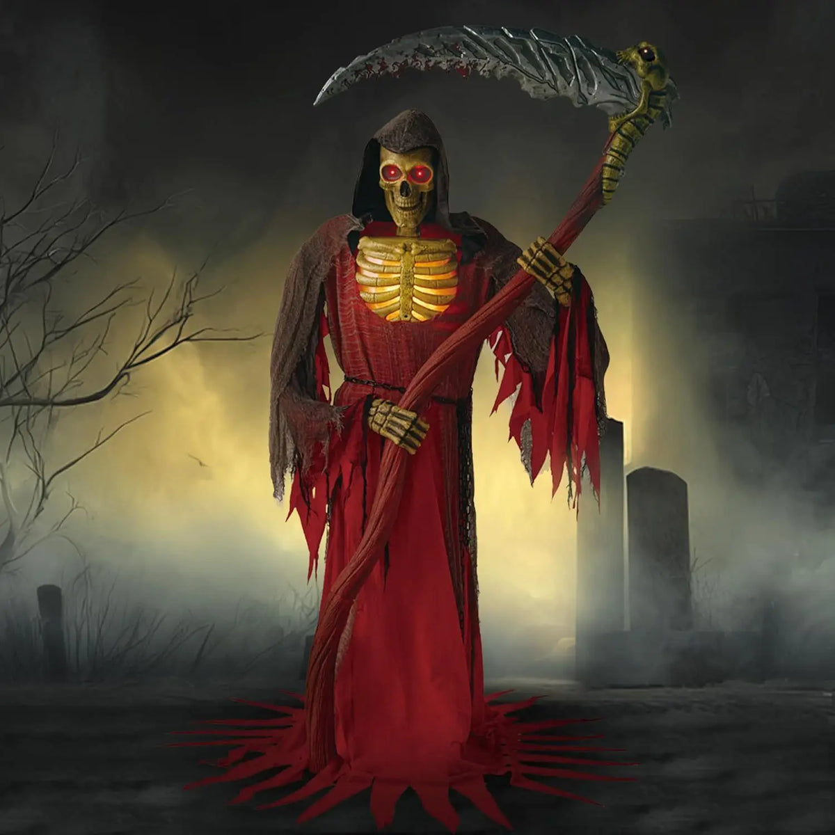 Animatronic Grim Reaper Halloween Decor With Motion Sensor