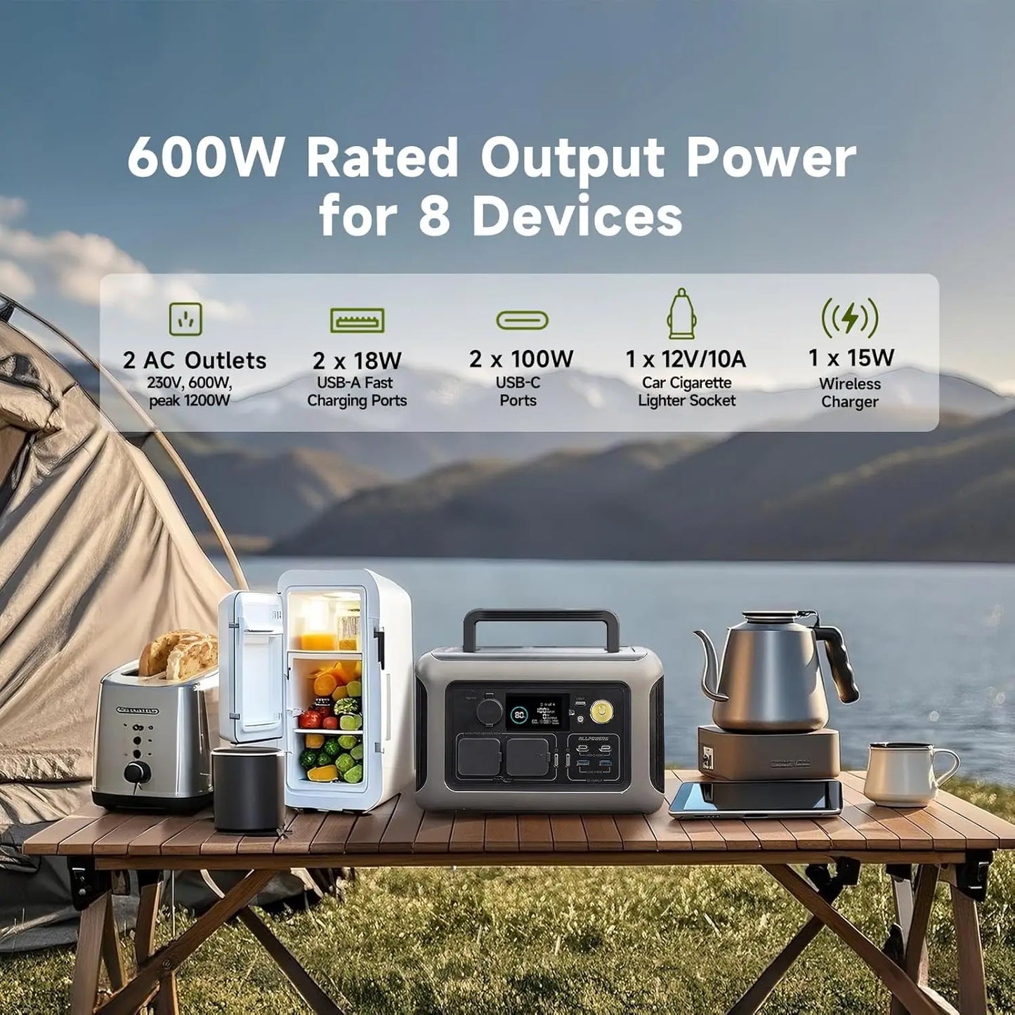 ALLPOWERS R600 Solar Generator 299Wh Power Station for Camping