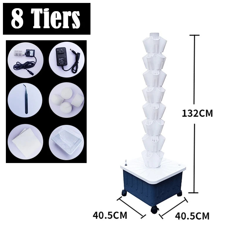 DIY Home Garden Vertical Rainfall Tower Planter Detachable Petal Shaped Deluge Planting Column Balcony Hydroponic Growing System