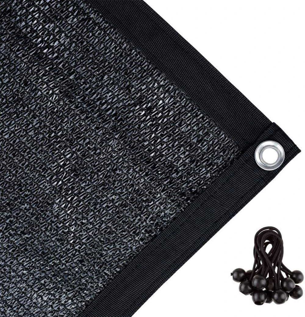 10 ft. x 20 ft. 90% Hanging-up Sunblock Shade Panel With 12 Bungee Balls, Black