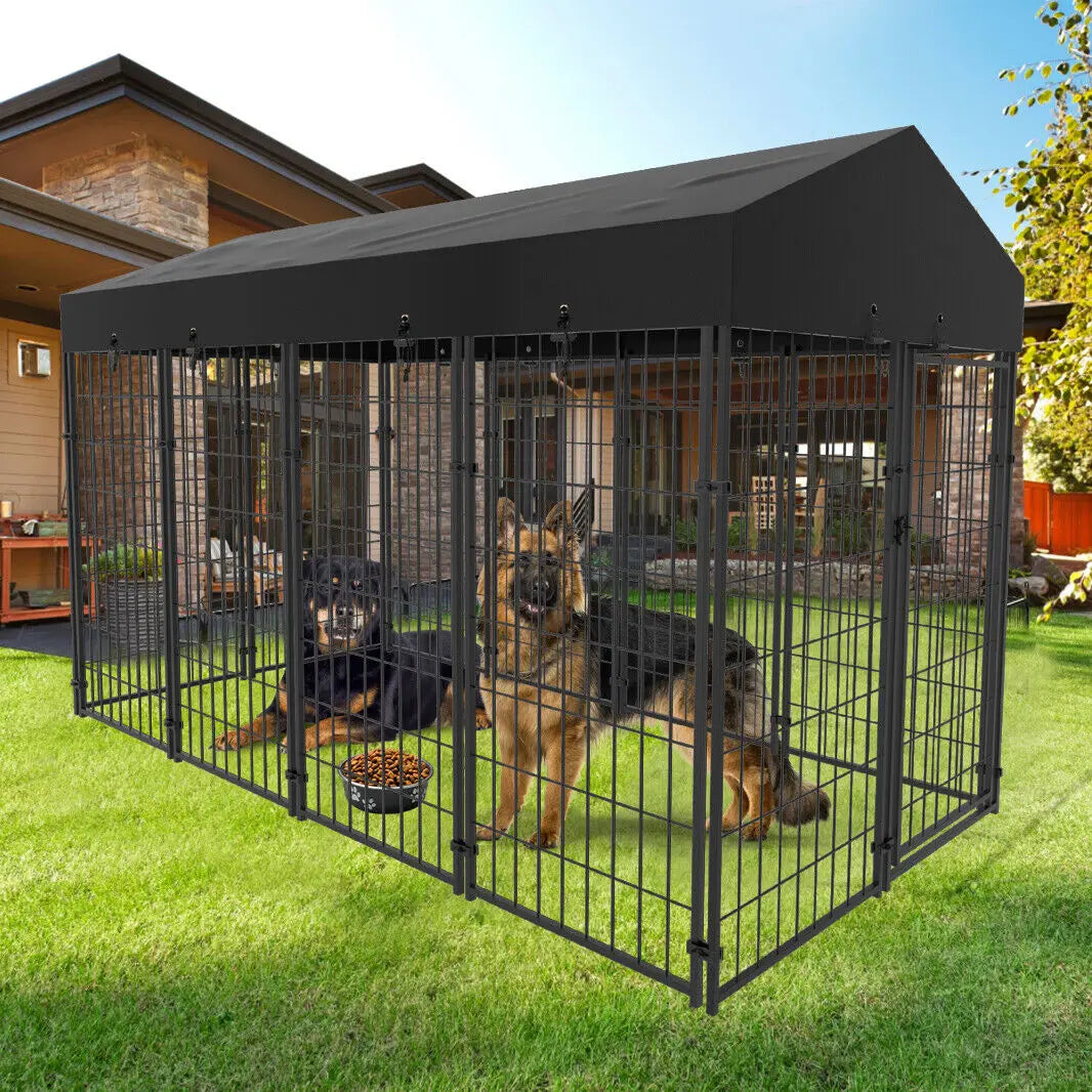Dog Cage Pet Run Enclosure With Roof Outdoor High Fence
