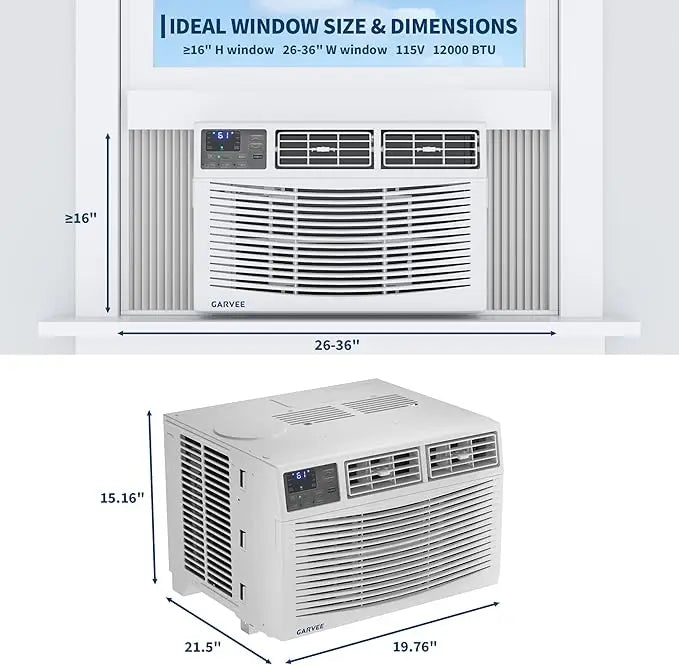 12000 btu Window Air Conditioner With Wi-fi Enabled, Remote Control, Cooling Up To 550 sq.ft, 115v Wall Mounted Window Ac Units For Rooms, Dehumidifier, Fan, Reusable Filter