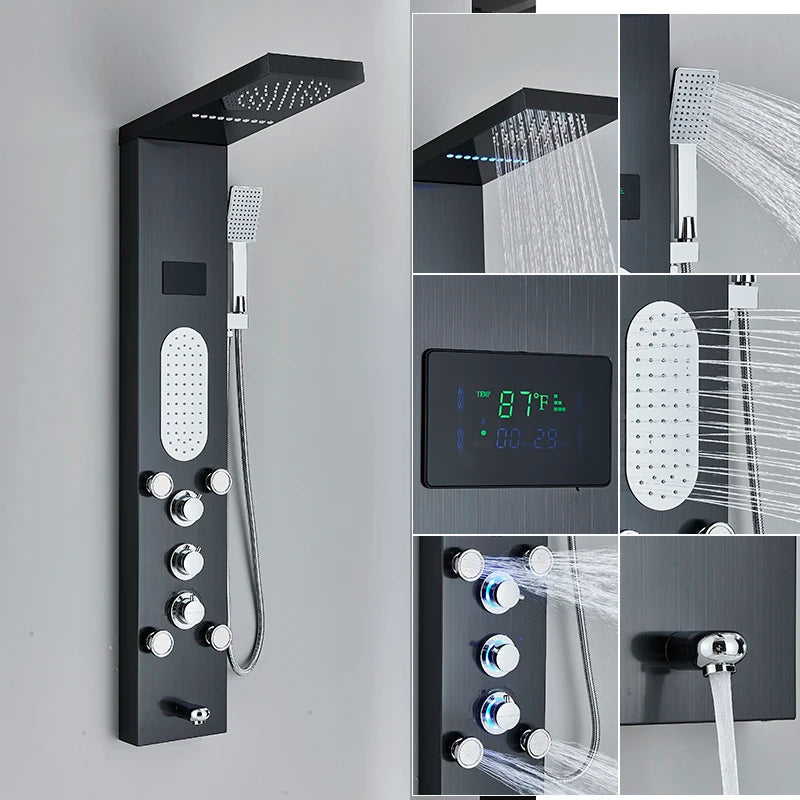 Shinesia LED Shower Panel With Rainfall And Massage Jets