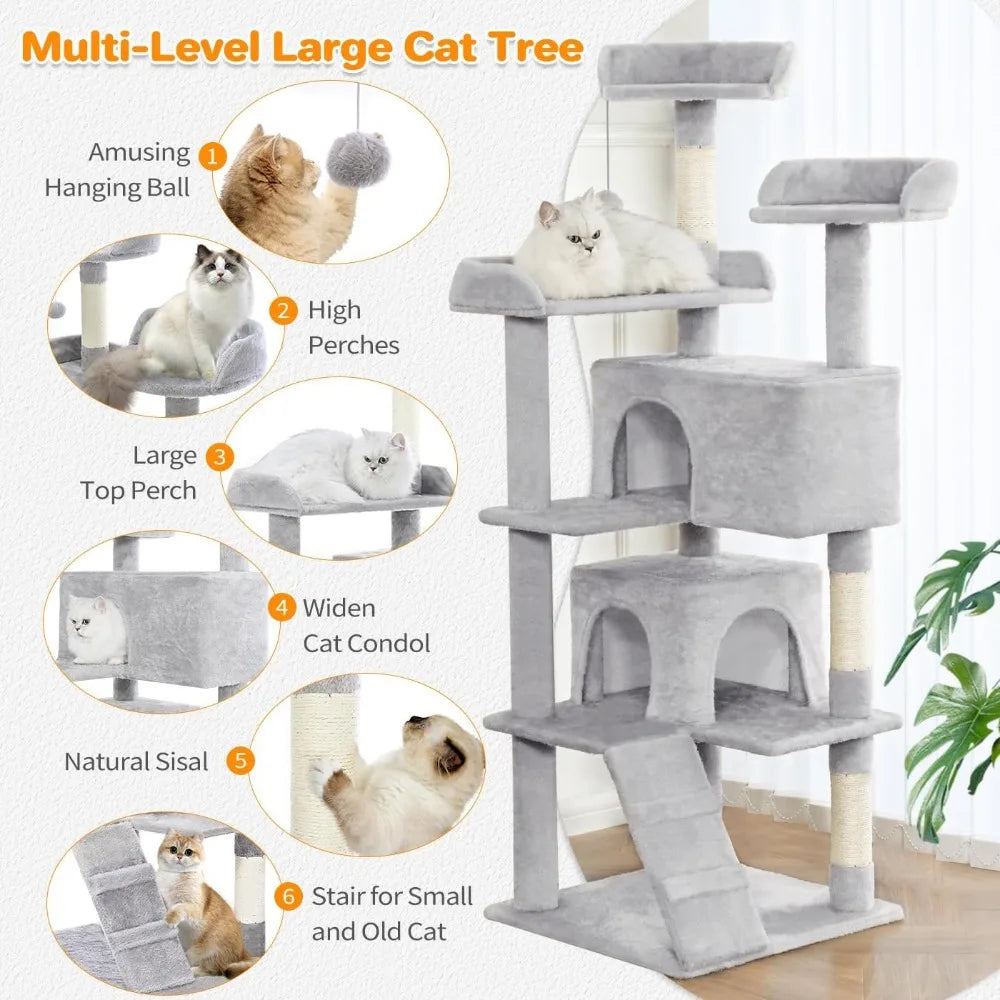 NBVCX Multi Level Cat Tree With Condos And Scratching Posts