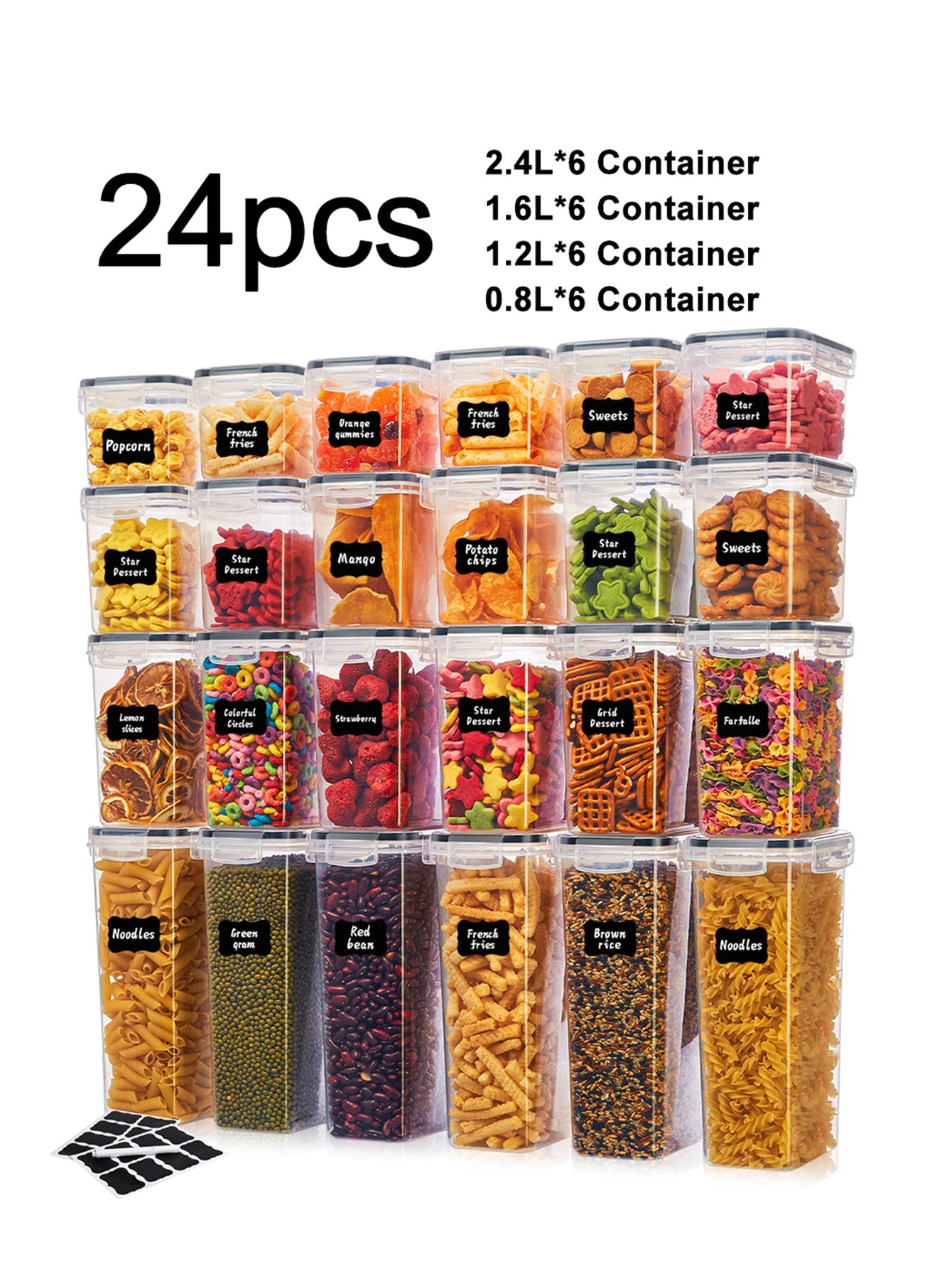 Airtight Food Storage Containers Set With Labels For Flour Coffee Beans Spices