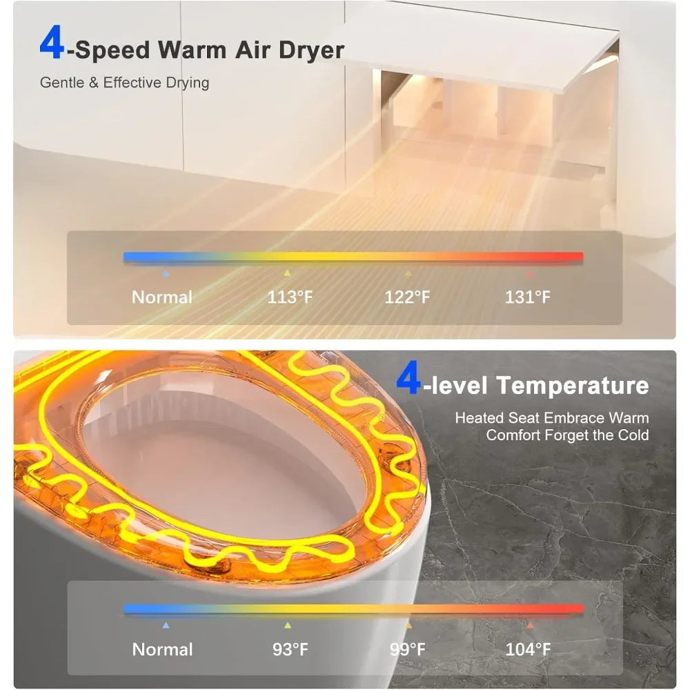 Smart Toilet With Bidet Auto Flush Heated Seat Dryer