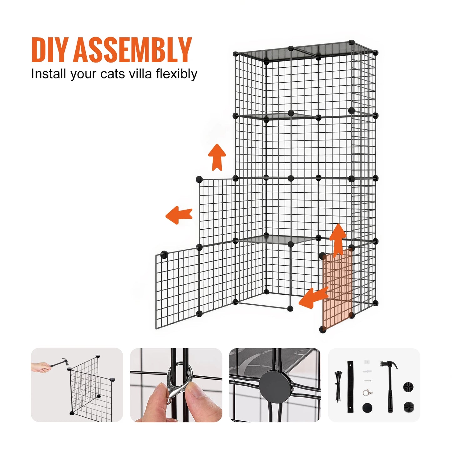 SucceBuy Five Level Cat Cage Enclosure With Front Doors Ramp