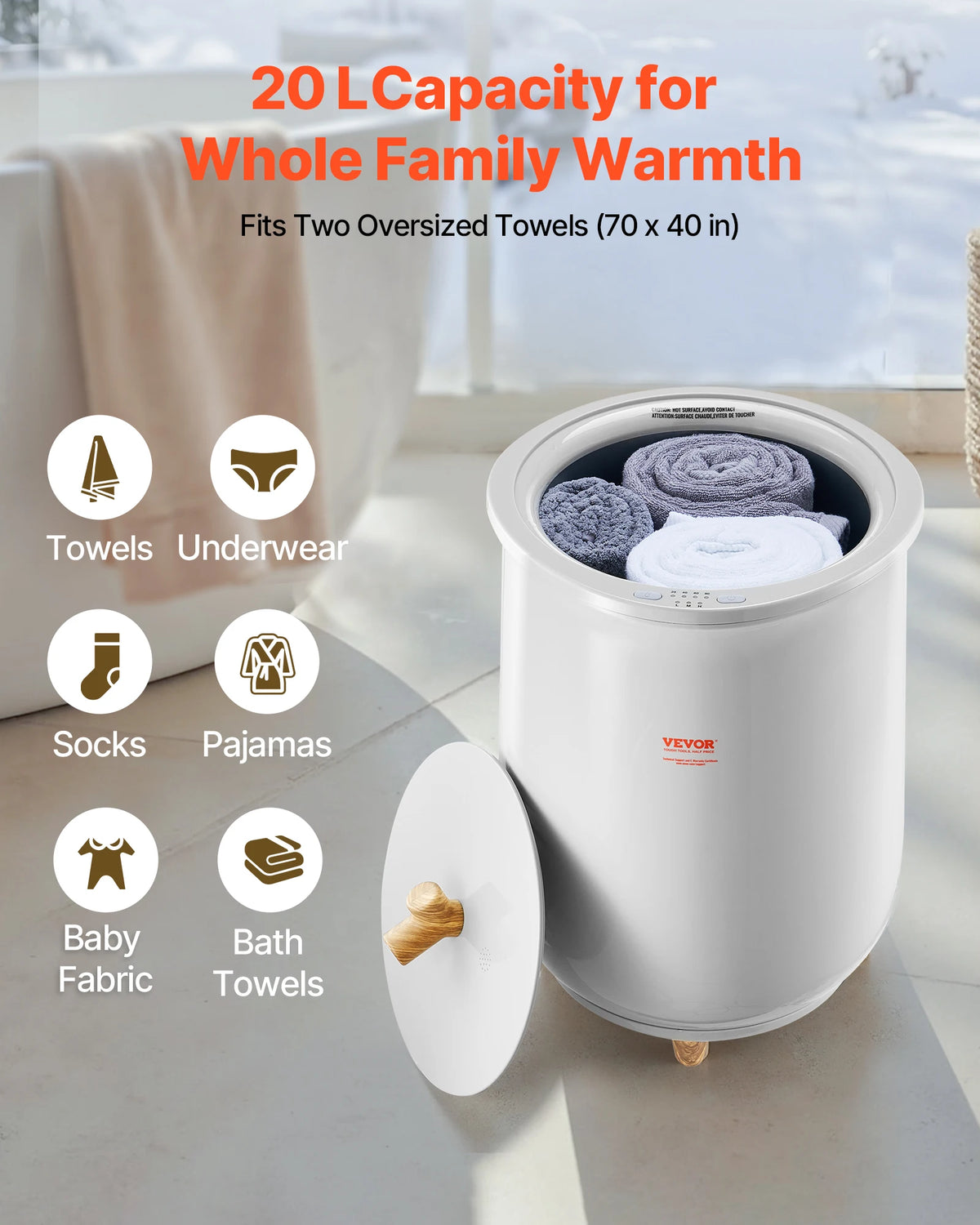 SucceBuy Heated Towel Warmer Bucket With LED Light