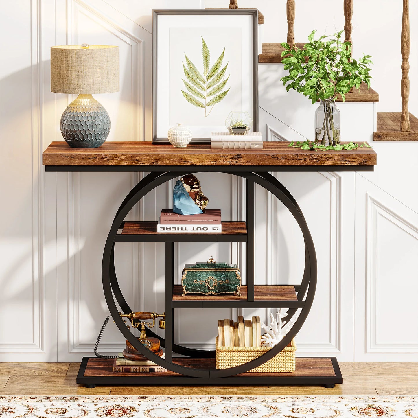 Tribesigns Four-Tier Industrial Console Table For Entryway