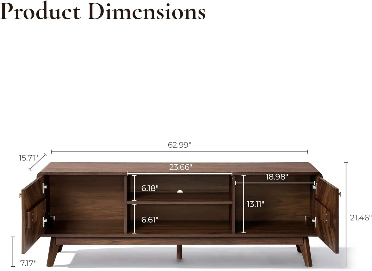 Mid Century TV Stand For Living Room Entertainment Center With Storage