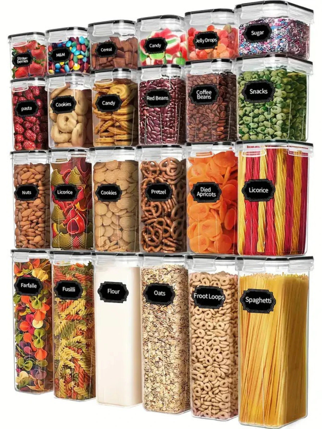Airtight Food Storage Containers Set With Labels For Flour Coffee Beans Spices