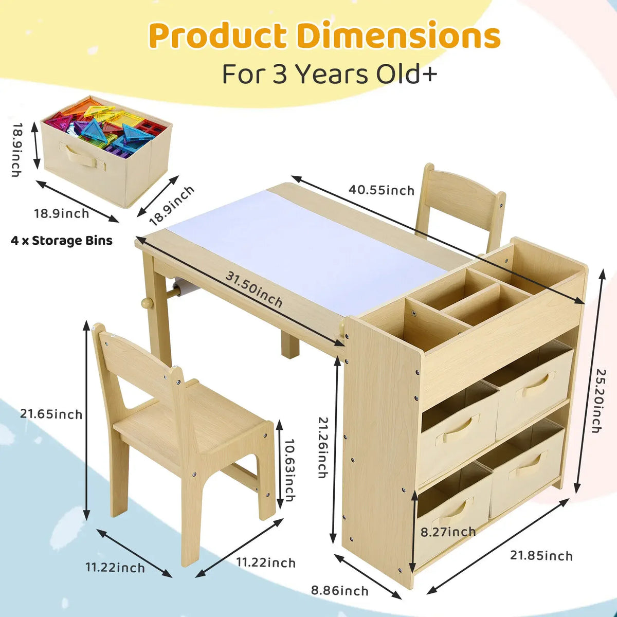 AuAg Kids Art Table And Chair Set With Storage