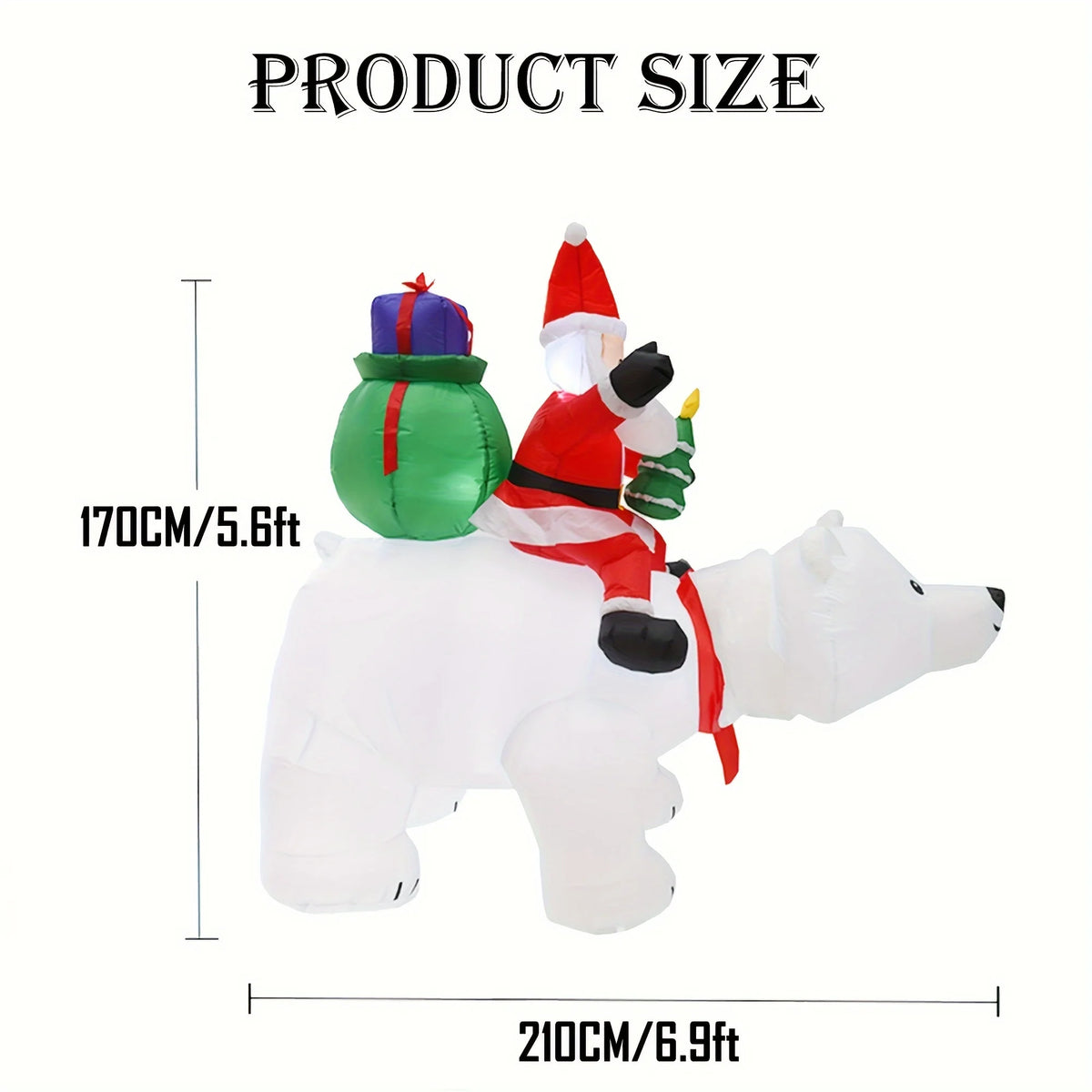 Inflatable Santa Riding Polar Bear With Shaking Head Christmas Decor