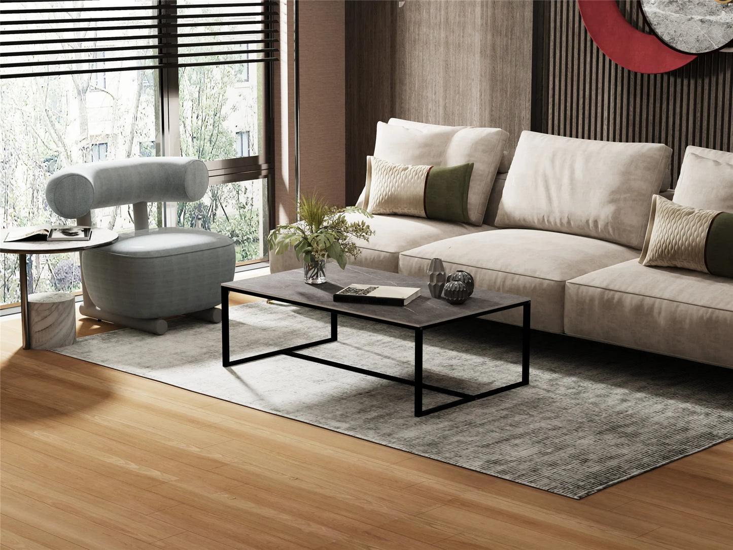 Wisfor Sintered Stone Coffee Table With Metal Frame
