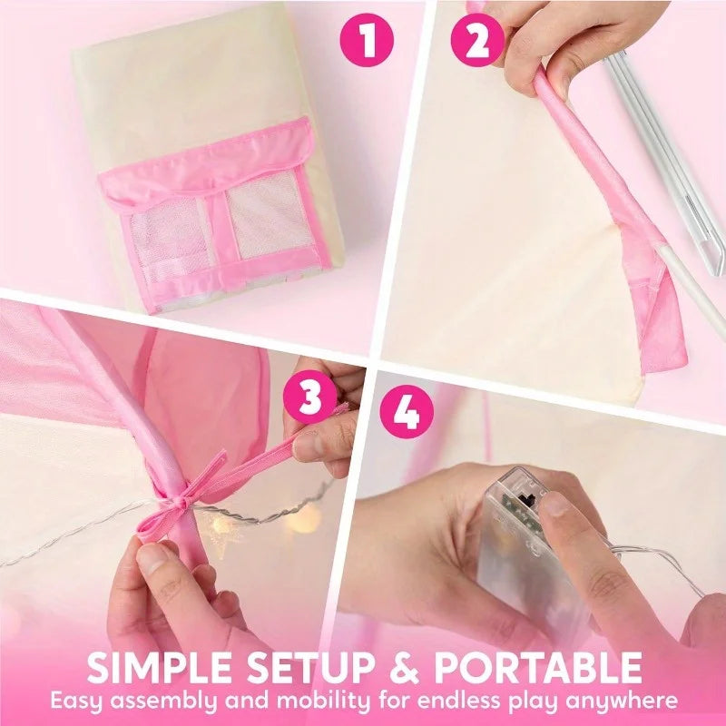 Joyfy Princess Tent With LED Star Lights For Kids