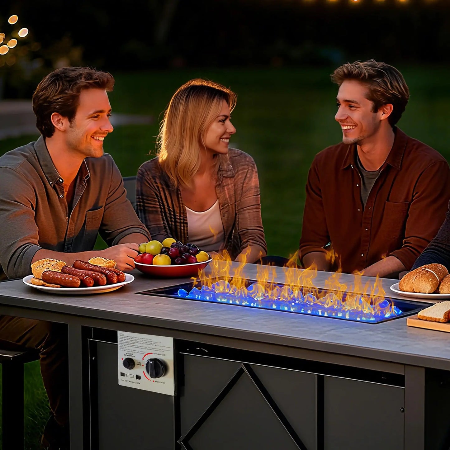 JHK Outdoor Propane Fire Pit Table For Patio 50000 BTU