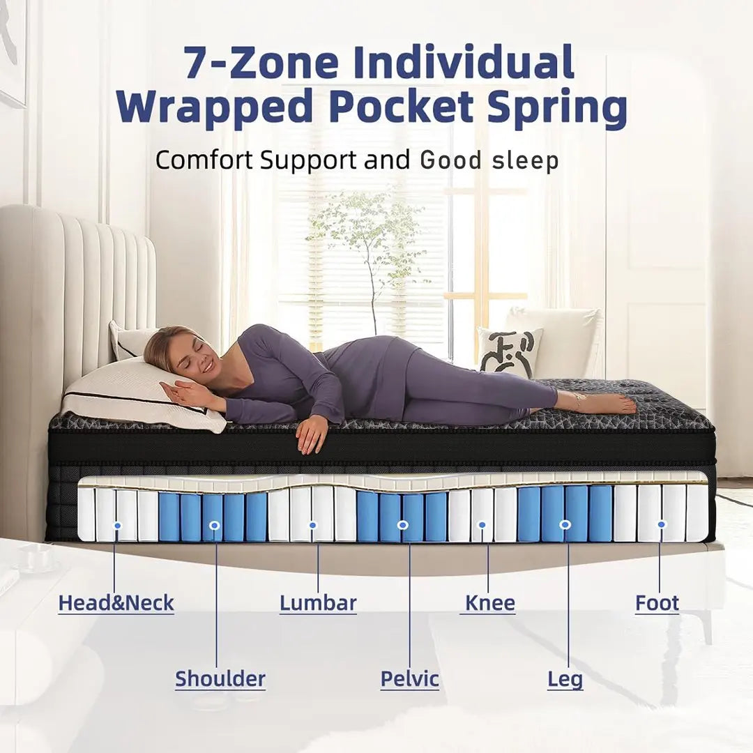 Memory Foam and Spring Hybrid Mattress With Lumbar Support