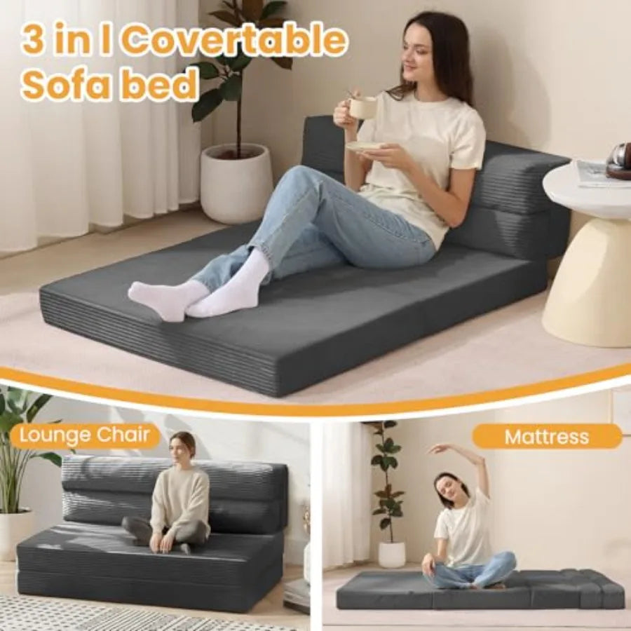 OLOEY Folding Sofa Bed 3-In-1 Convertible Couch For Living Room