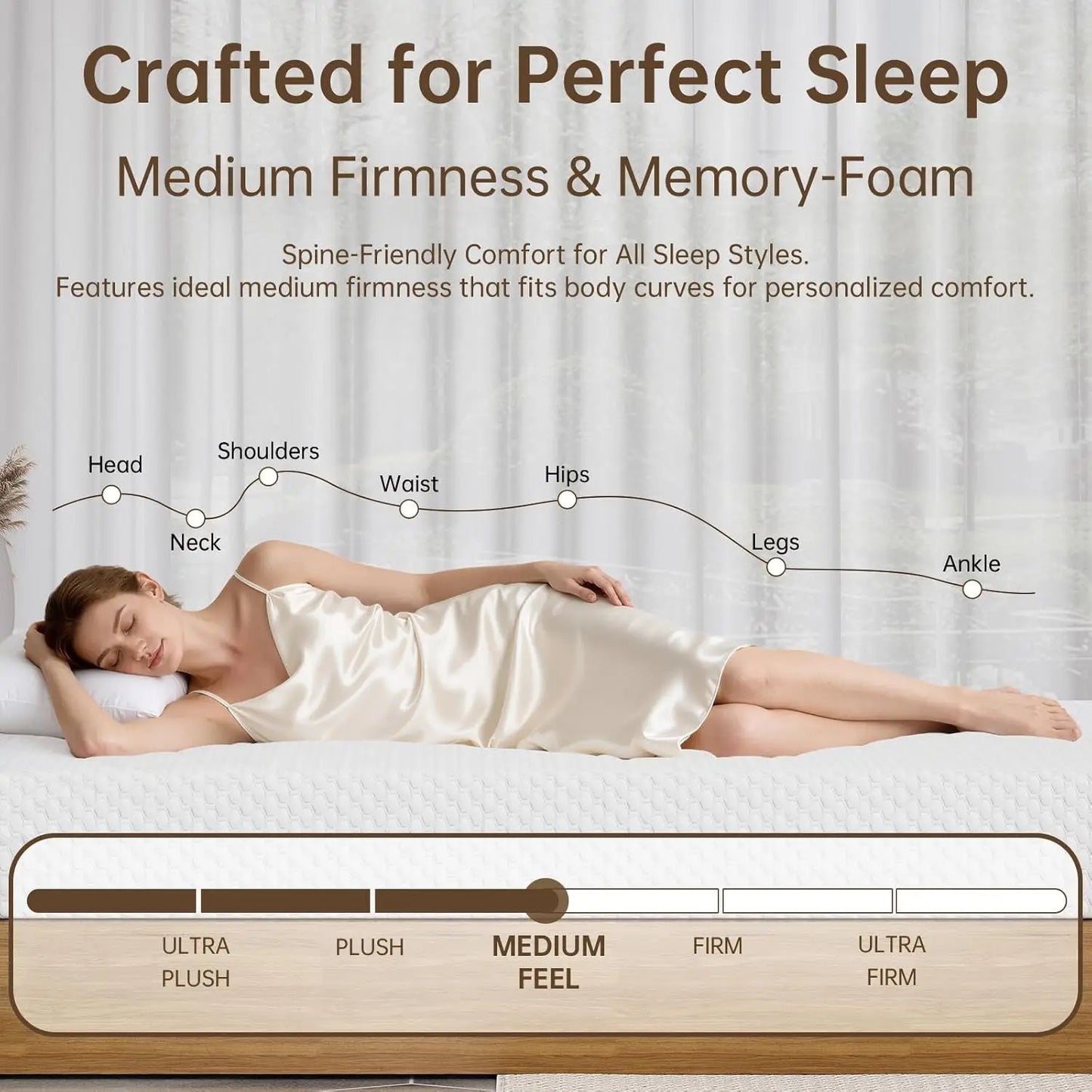 Gel Memory Foam Mattress, Medium Firm, Cooling CertiPUR US Certified