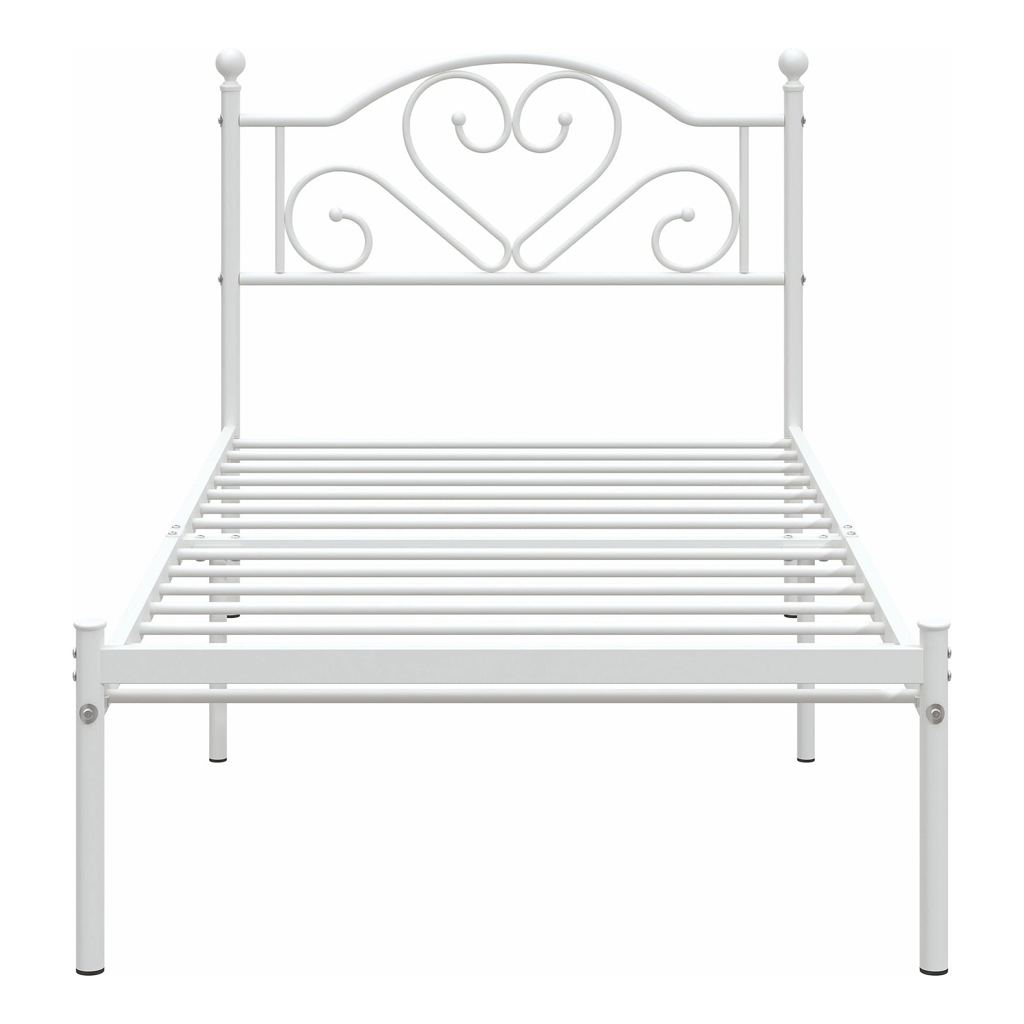 MERRONIX Heavy Duty Metal Bed Frame With Heart Shaped Headboard