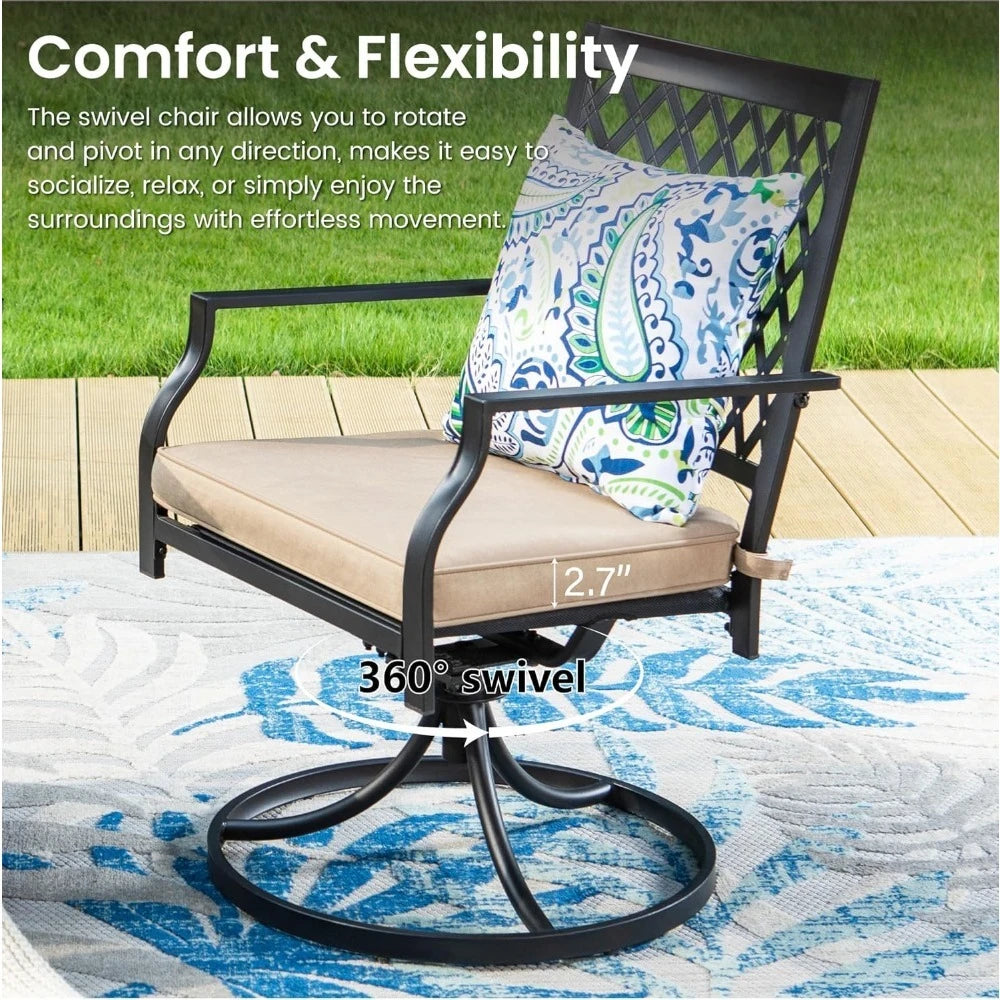 Outdoor Metal Swivel Chairs Set Of 2 With Cushions