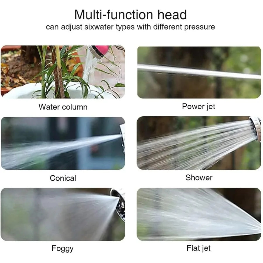 Retractable Garden Hose Reel Convenient 50 FT Portable Hose with 6Function Spray Nozzle for Versatile Watering Cleaning Washing
