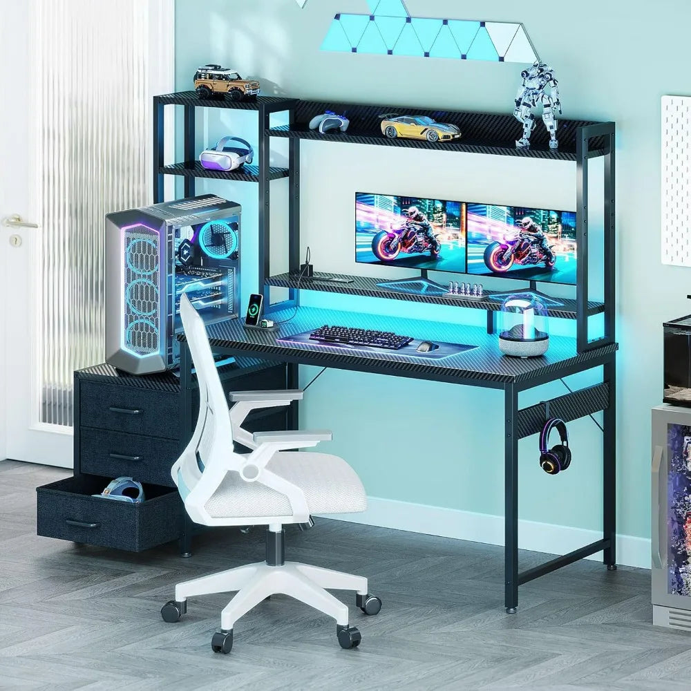 Casaotta 48 Inch Reversible Gaming Desk With Led Light