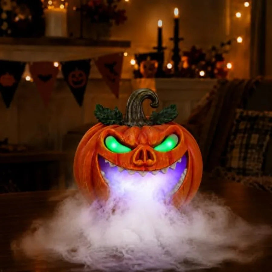 Halloween Pumpkin Fog Machine Decor With Glowing Eyes And Mist