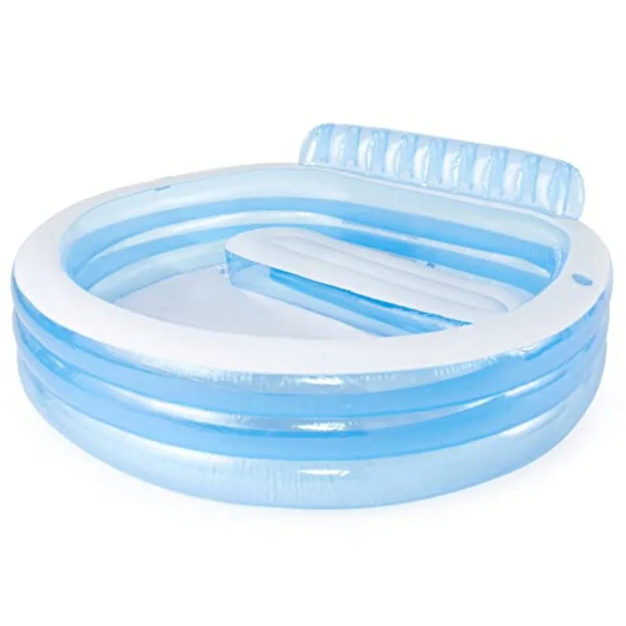 Swim Center Inflatable Family Lounge Pool With Built-In Bench Cupholder