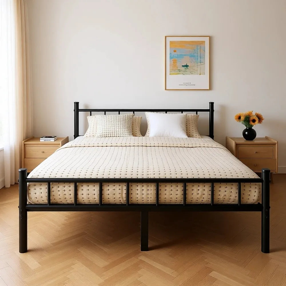 Full Size Metal Bed Frame with Headboard Footboard 14 Inch Platform Steel Slat Under Bed Storage No Box Spring