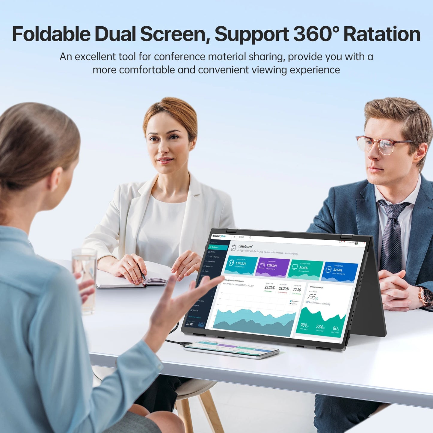 UPERFECT Portable Stacked Dual Monitor Extender With Stand
