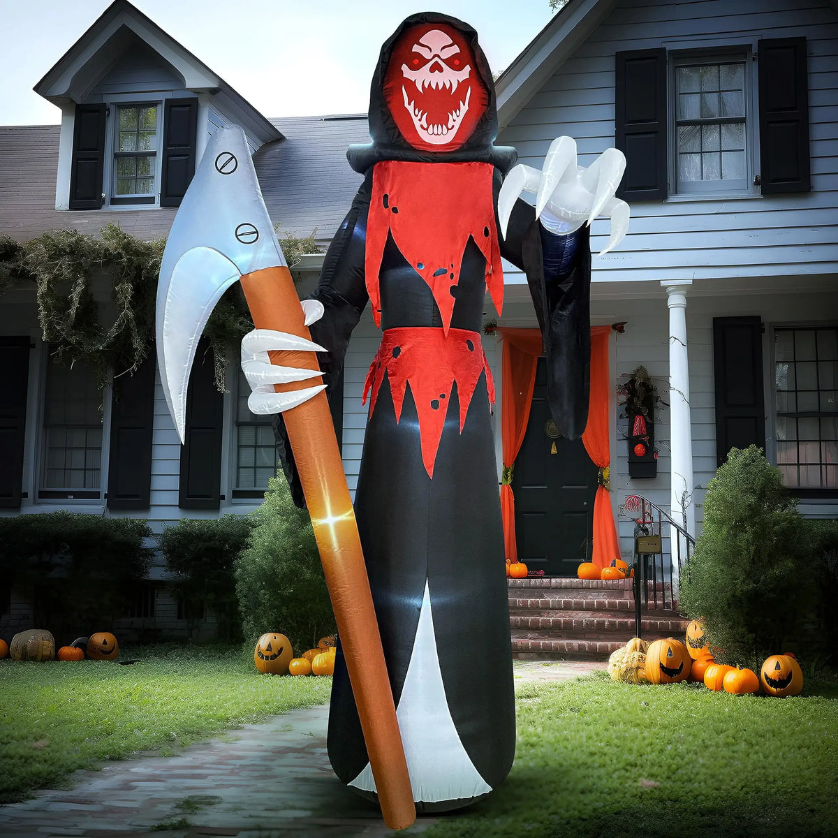 Joyfy Giant Grim Reaper Inflatable Led Halloween Outdoor Yard Decoration