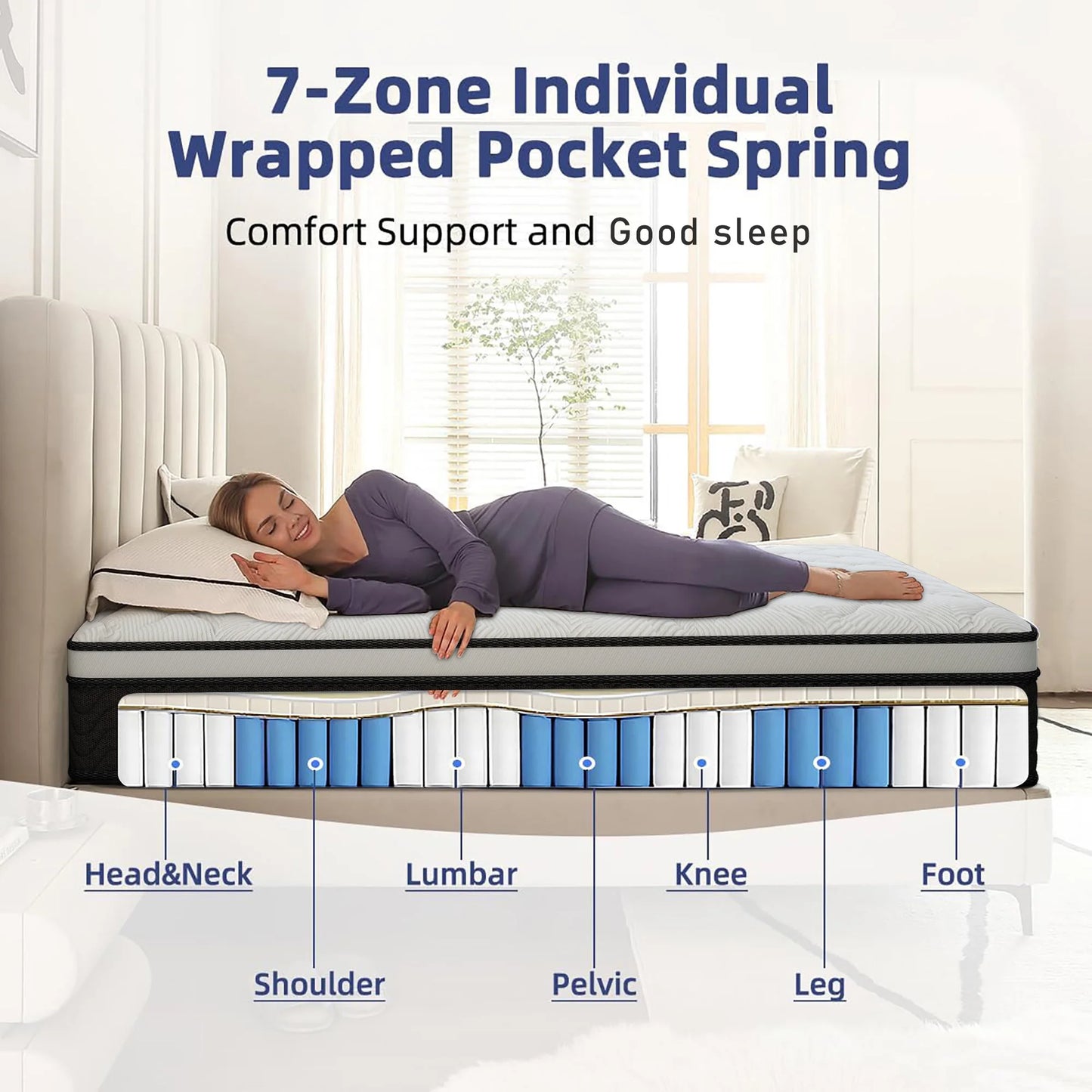 LayRoad Memory Foam Mattress With Box Design Medium Firmness And Pressure Relief