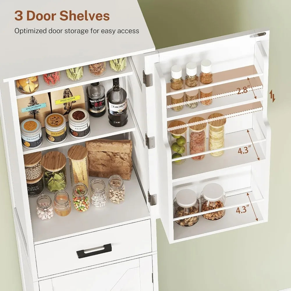 Tall Narrow Storage Cabinet With 3 Doors And Drawer