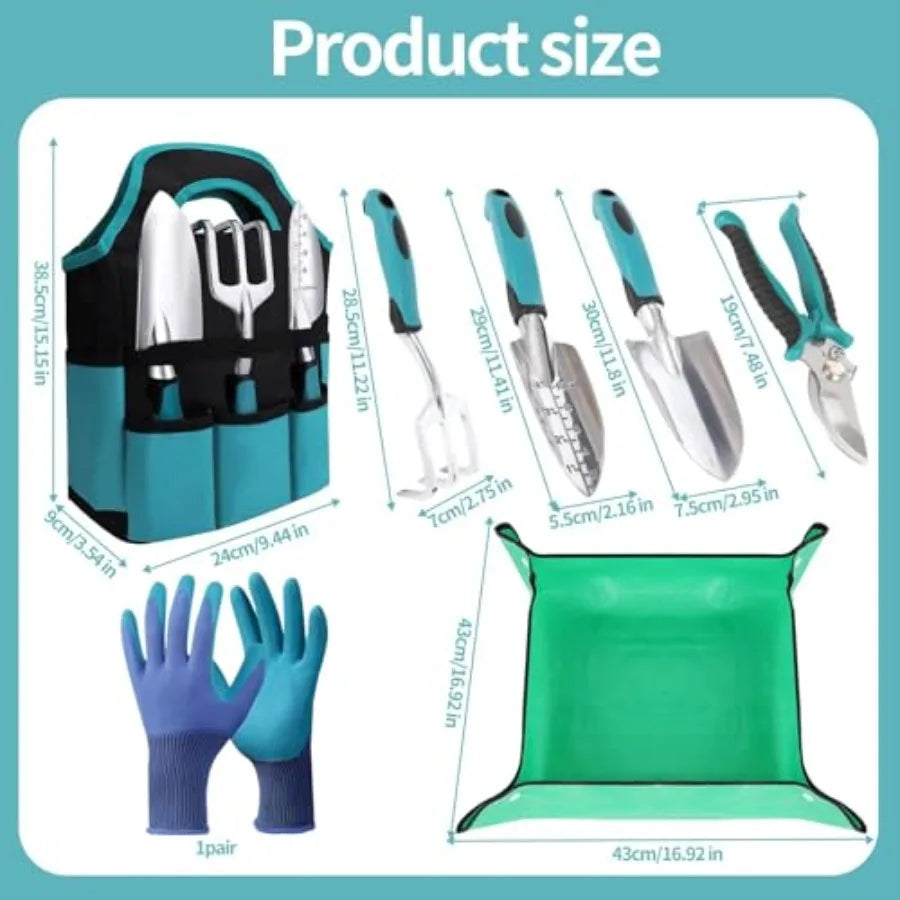 Garden Tools Gardening Tool Set with NonSlip Handles Lightweight Aluminum Alloy RustProof Gardening Hand Tools with Gloves Idea