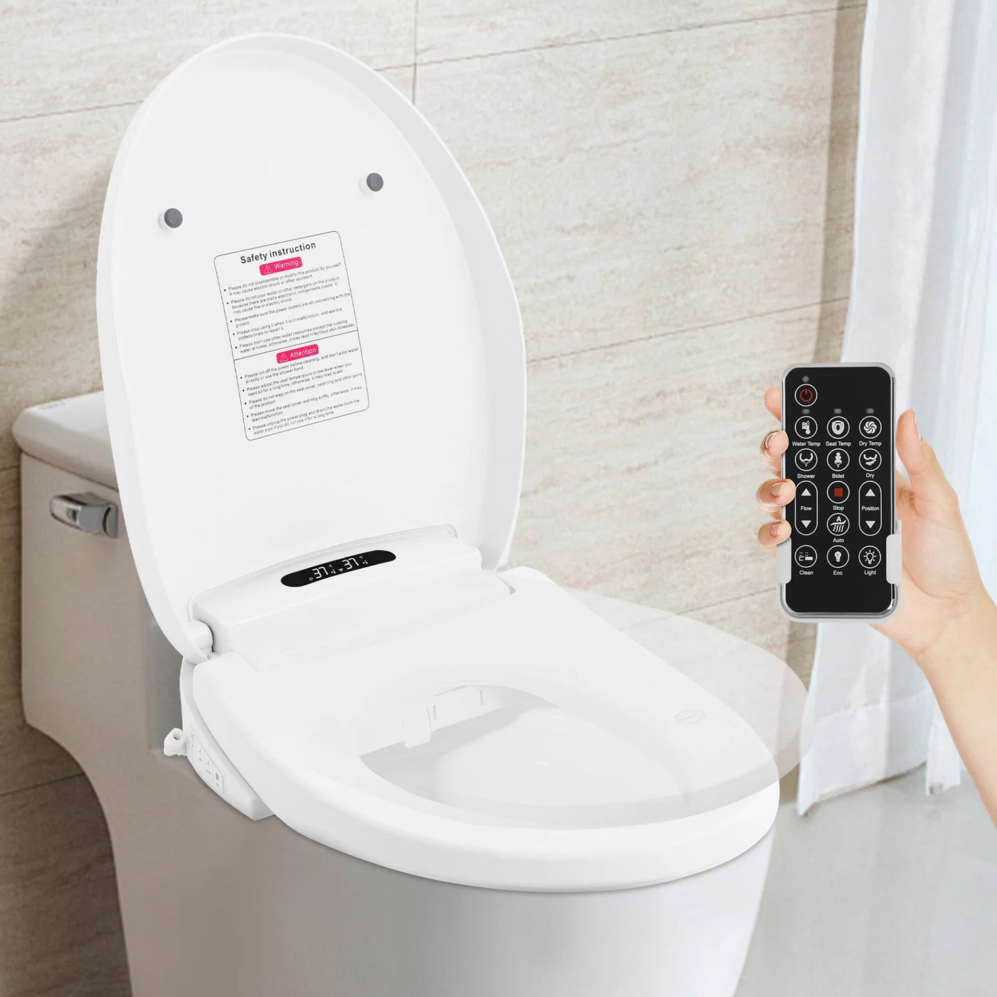 Intelligent Electric Bidet Toilet Seat With Remote And Self-Cleaning Nozzle