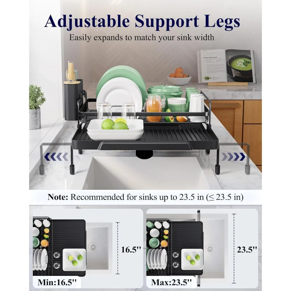 NBVCX Carcase Adjustable Over Sink Dish Drying Rack With Drain