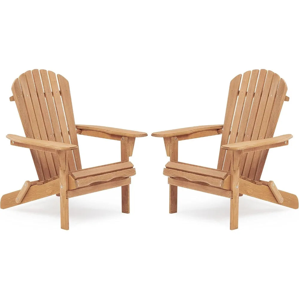 Outdoor Wooden Folding Chairs Set of 2 Cedar Patio