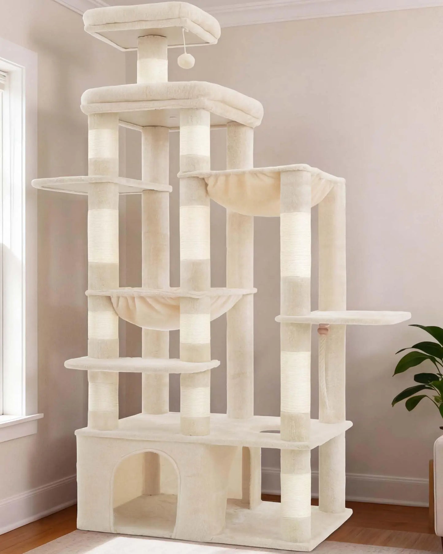 XIUWO Cat Tree For Indoor Cats Tall Multi Level Condo With Sturdy Base