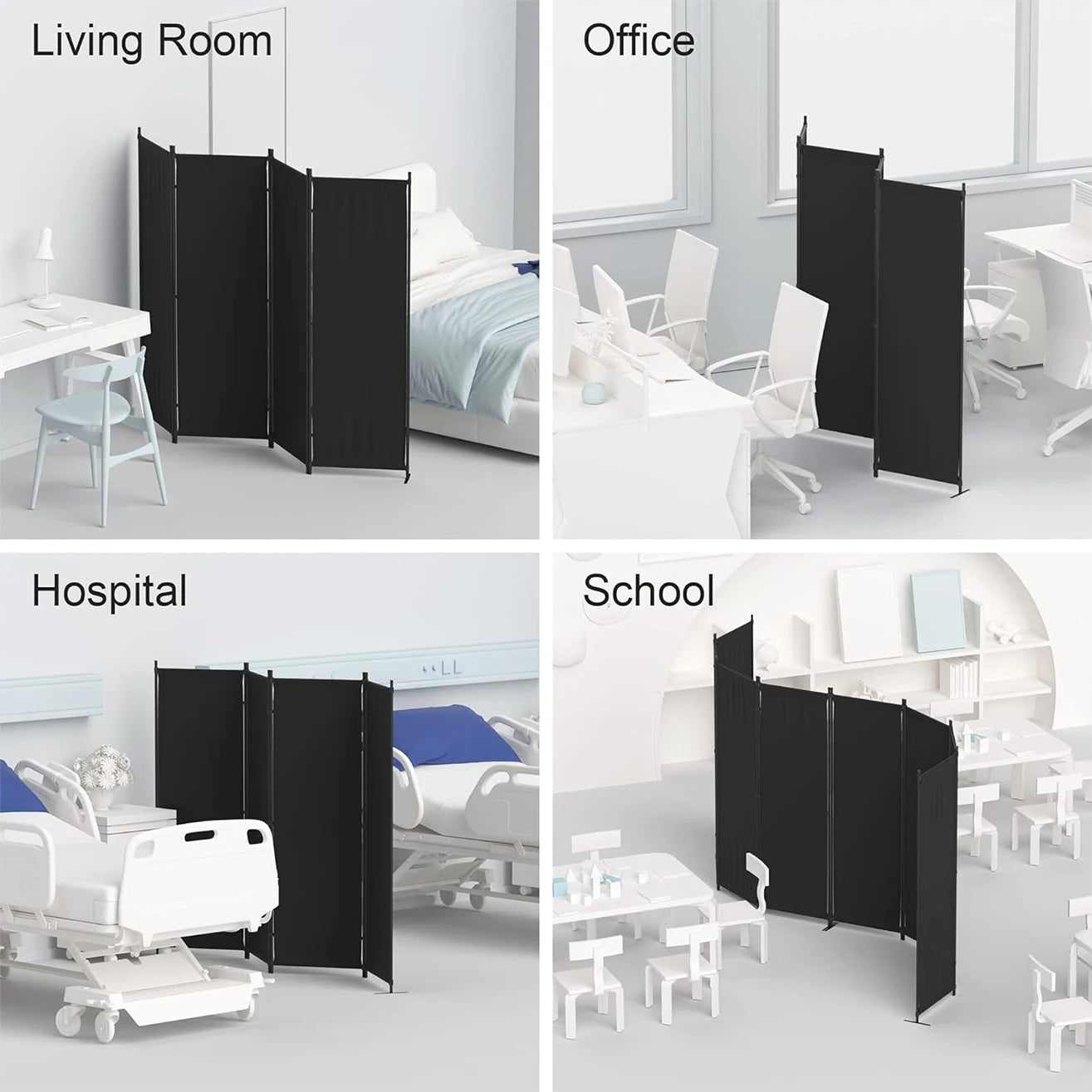Room Divider, Folding Privacy Screens, 4 Panel Room Partitions, 88" Foldable Wall Dividers, Portable Separating for Home Office