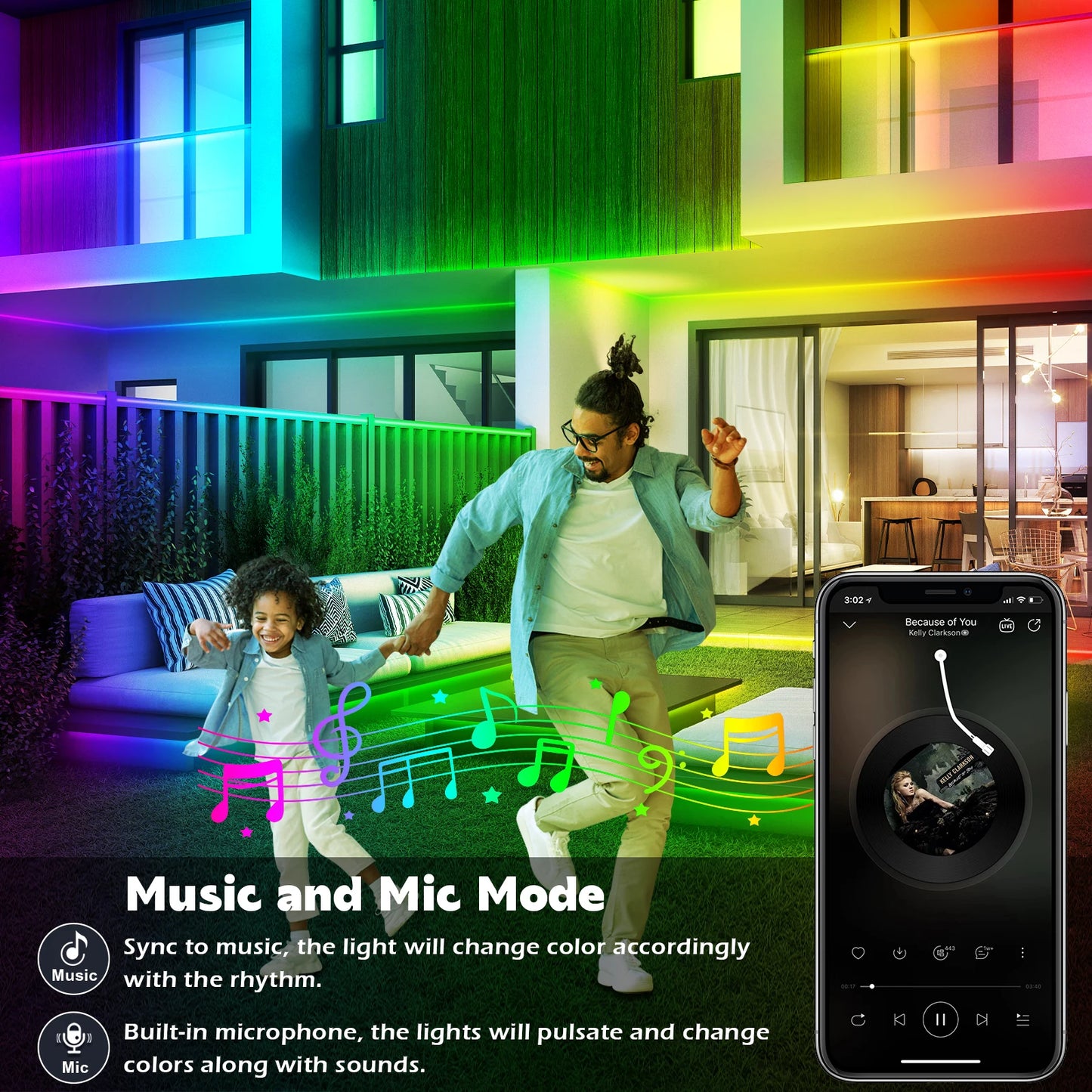 AILBTON Outdoor LED Strip Lights Waterproof IP68 With App