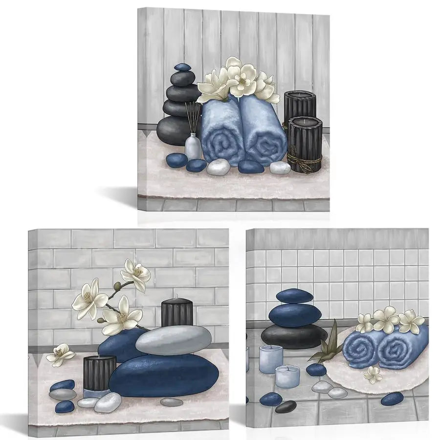 Zen Stone Orchid Canvas Wall Art Still Life For Bathroom