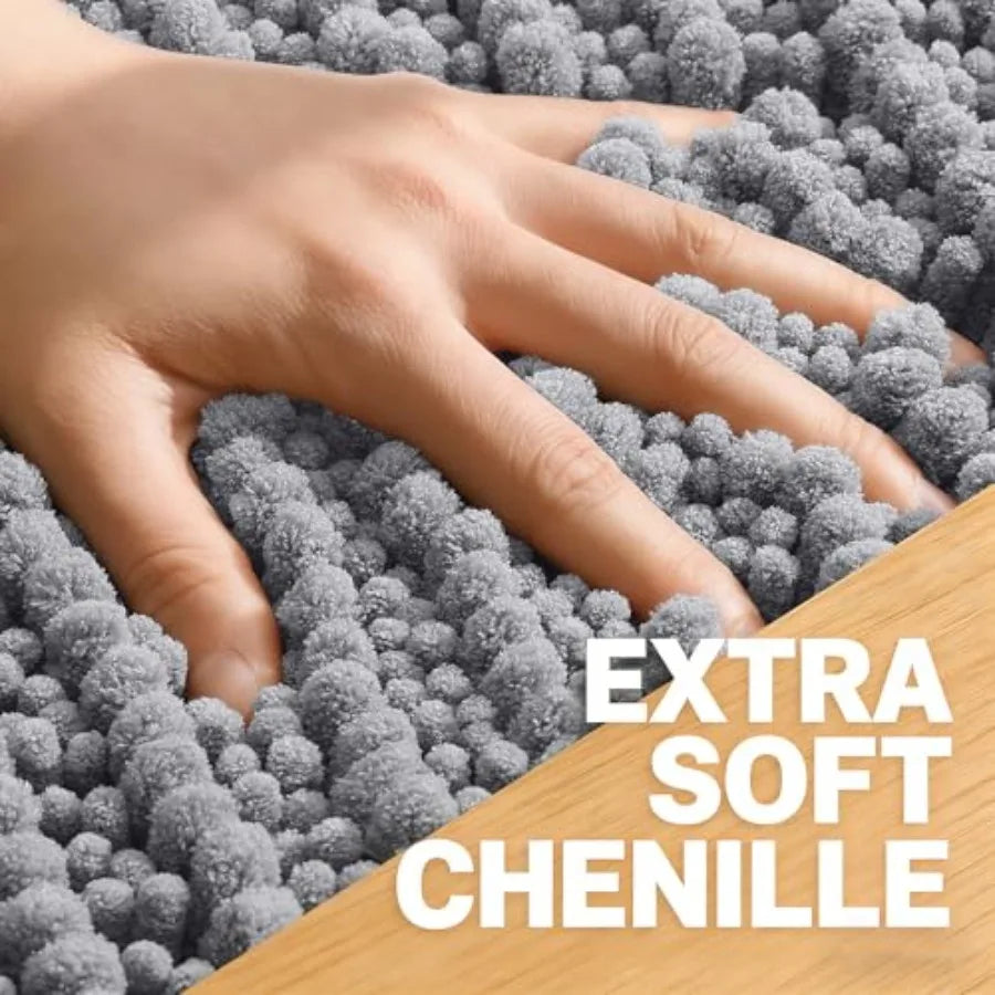 Soft Absorbent Chenille Bathroom Rug Mat With Non Slip Backing