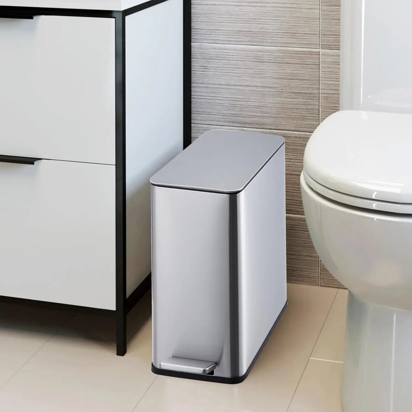 HiMISSCN Stainless Steel Trash Can With Soft Close Pedal