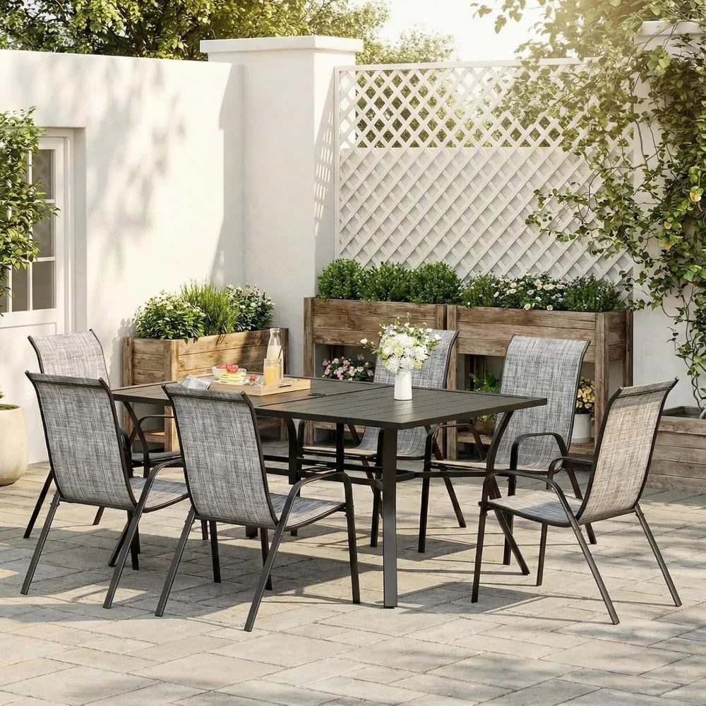NBVCX 7-Piece Outdoor Dining Set For 6 With Umbrella Hole